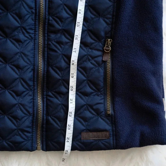 G.H. BASS VEST SZ L NAVY BLUE QUILTED PUFFER FLEECE FULL ZIP POCKETS MADE IN USA - Picture 7 of 9